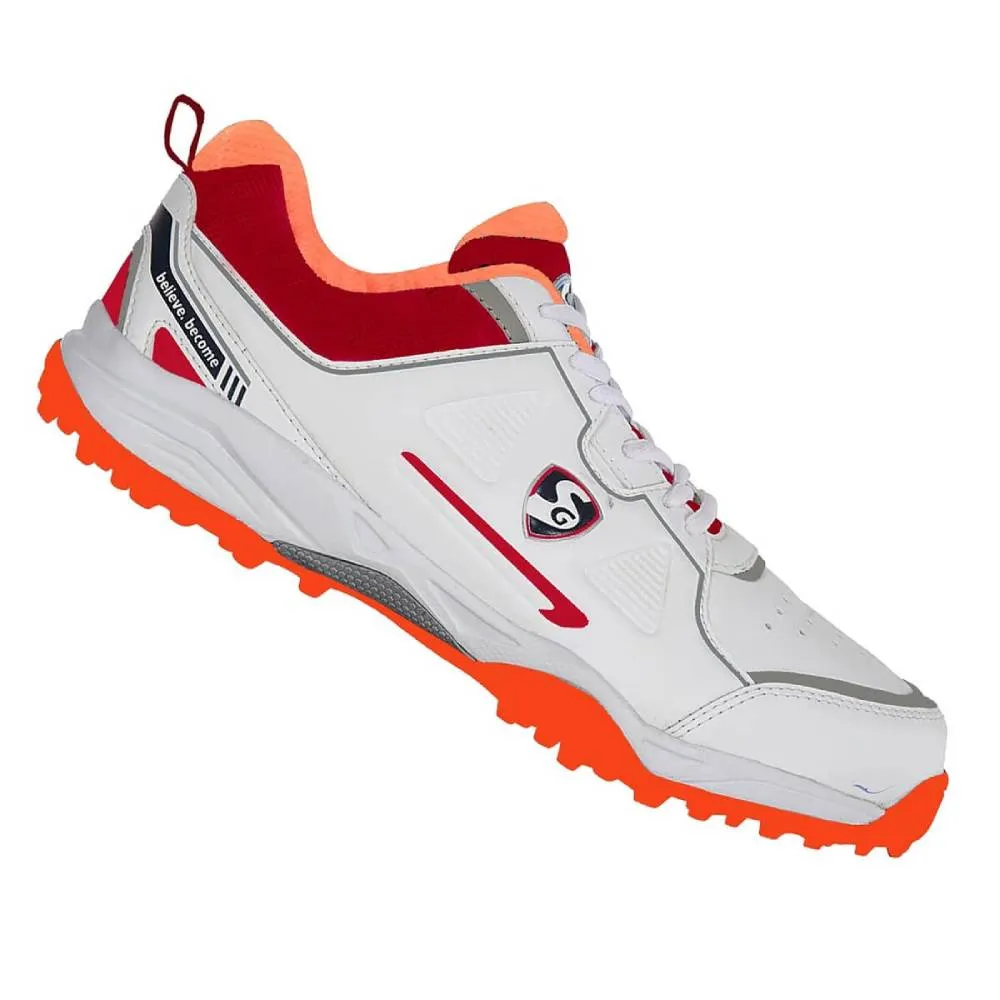 SG Men's Club 5.0 Cricket Shoe (White/Red/Orange)