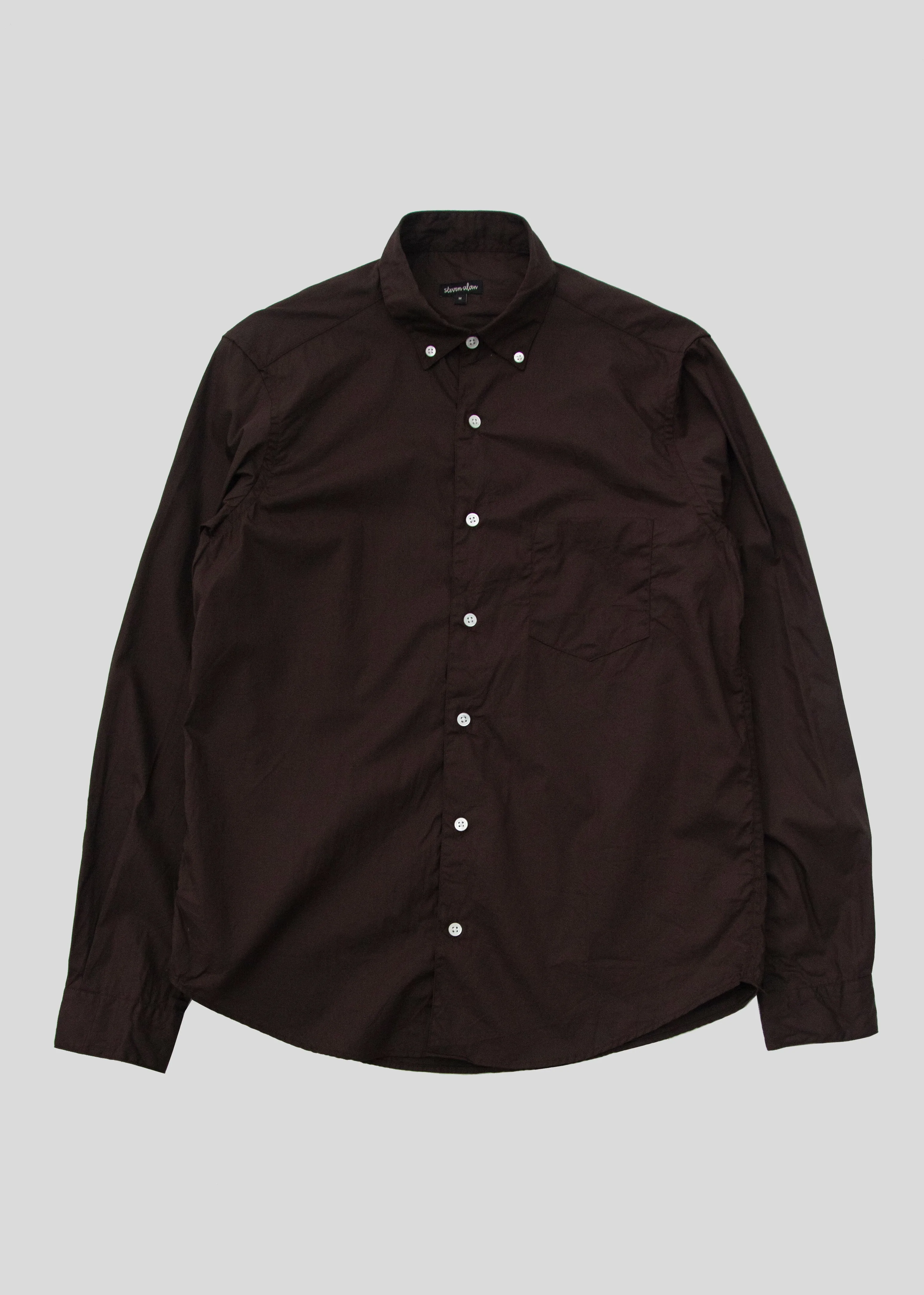 Single Needle Shirt, Dark Brown Broadcloth