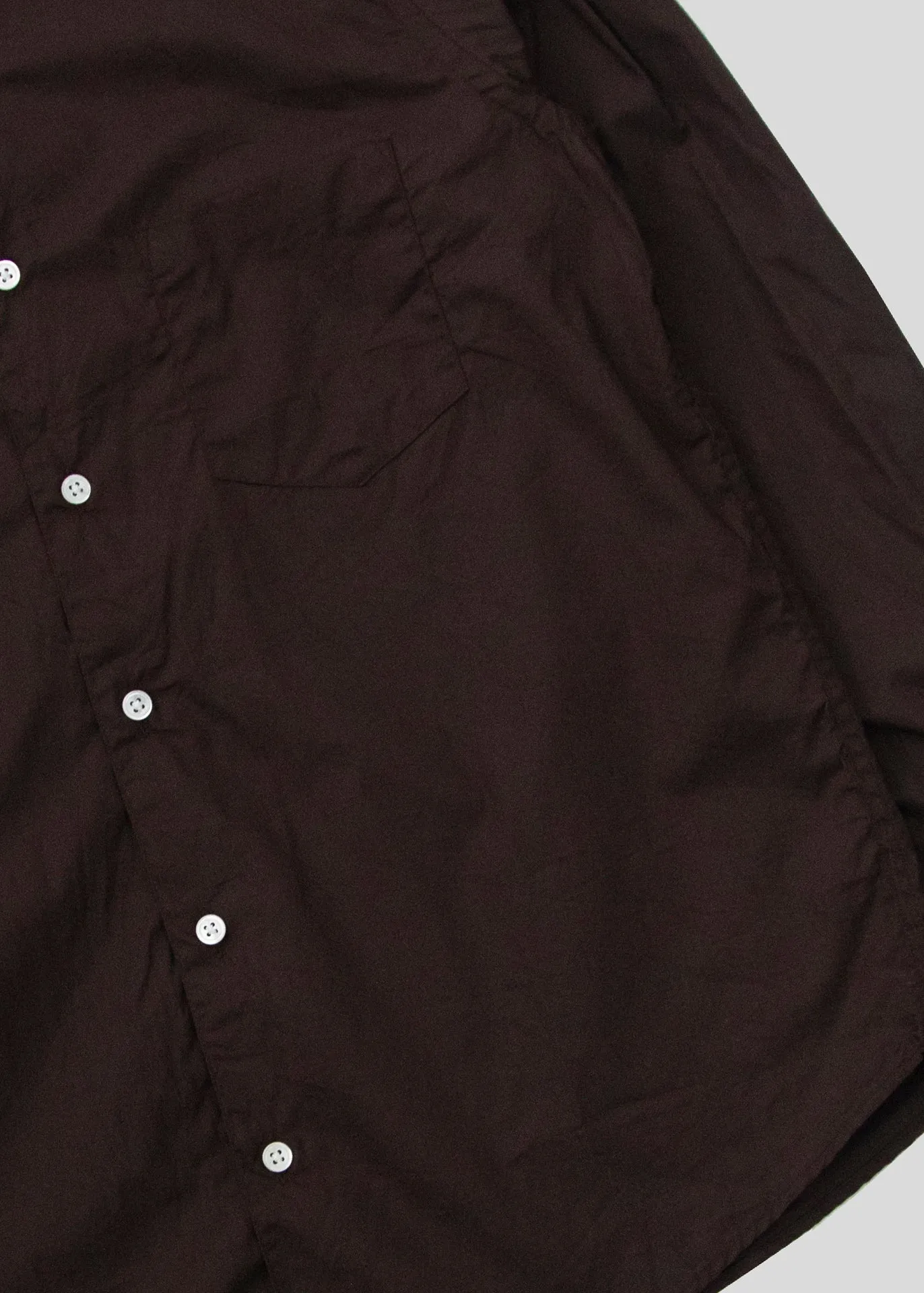 Single Needle Shirt, Dark Brown Broadcloth