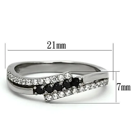 Stainless Steel Black CZ Curve Ring