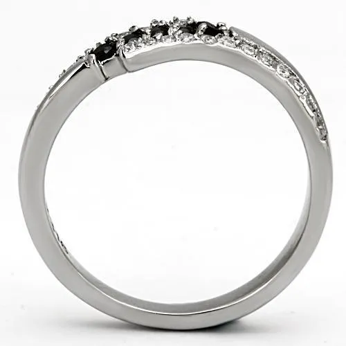 Stainless Steel Black CZ Curve Ring