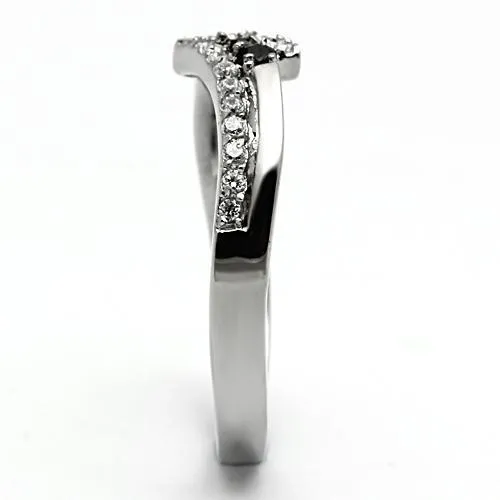 Stainless Steel Black CZ Curve Ring