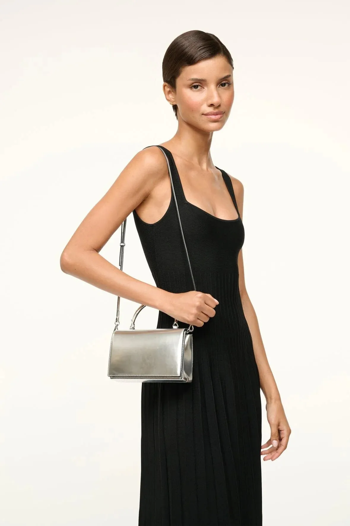 Staud Arc Evening Bag in Chrome