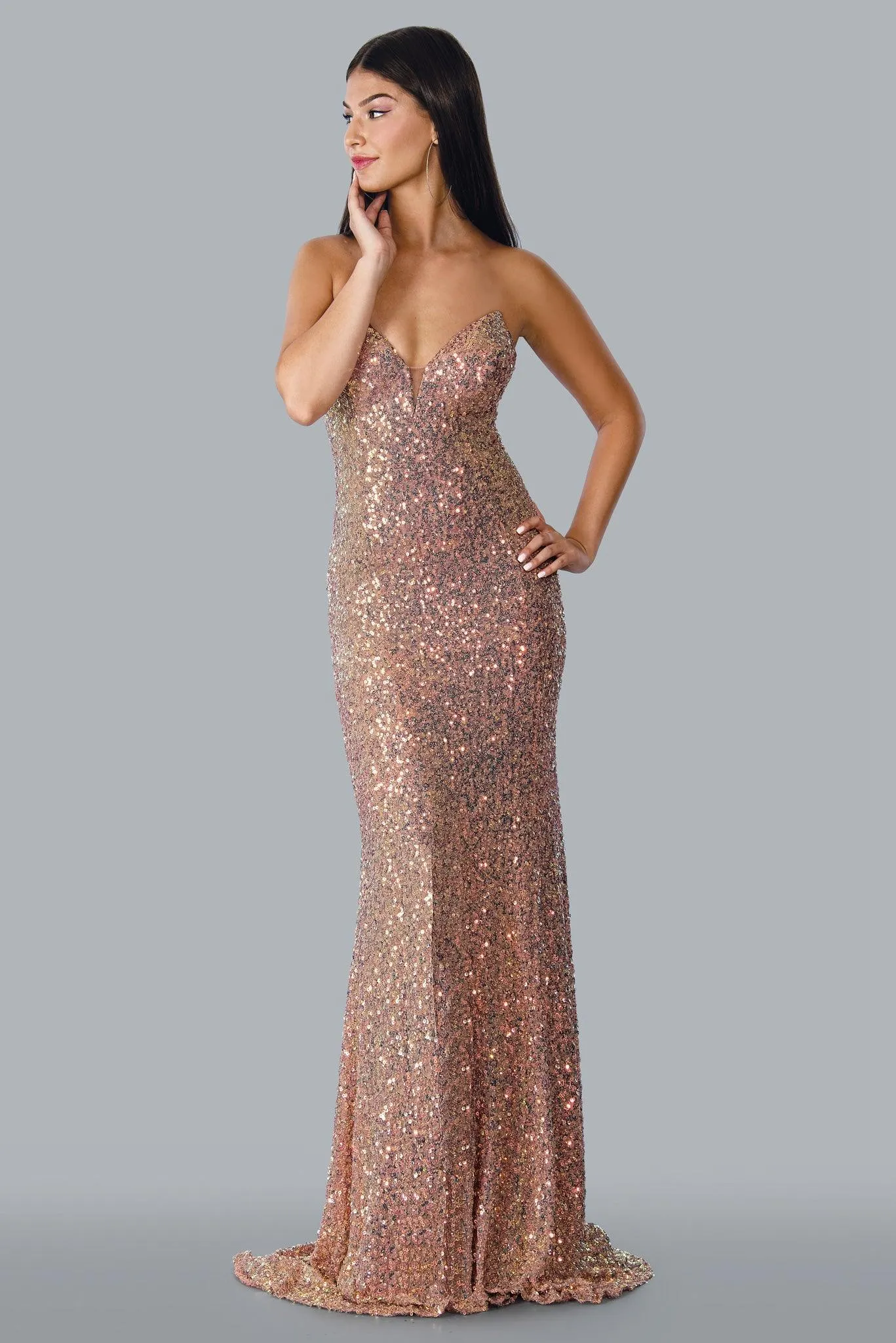 Stella Couture 23130 Sexy Strapless Long Evening Gown