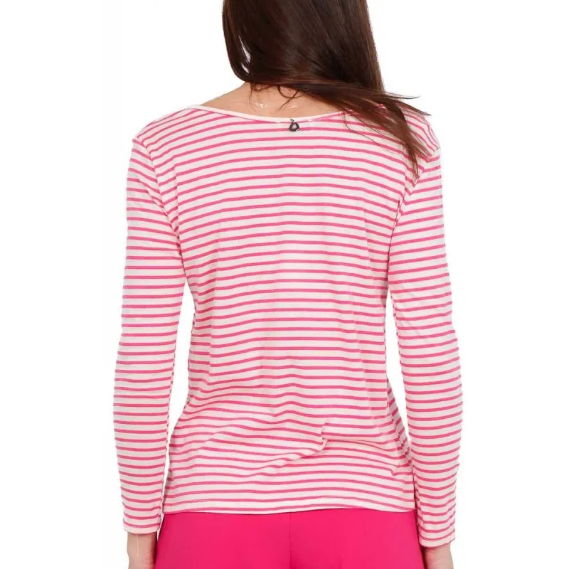 T-SHIRT MANICA LUNGA A RIGHE CON PUPAZZETTI, FUXIA