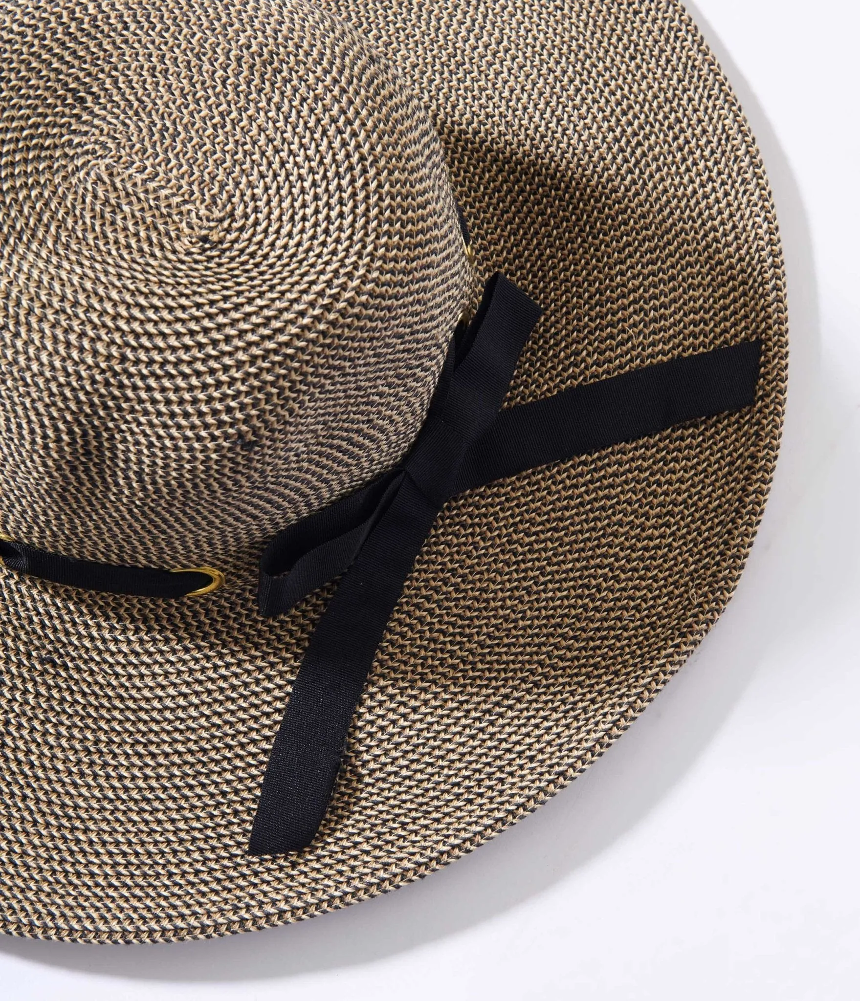 Tan & Black Ribbon Sun Hat