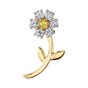 Teddy Flower Earring - White Diamond / 14k Yellow Gold