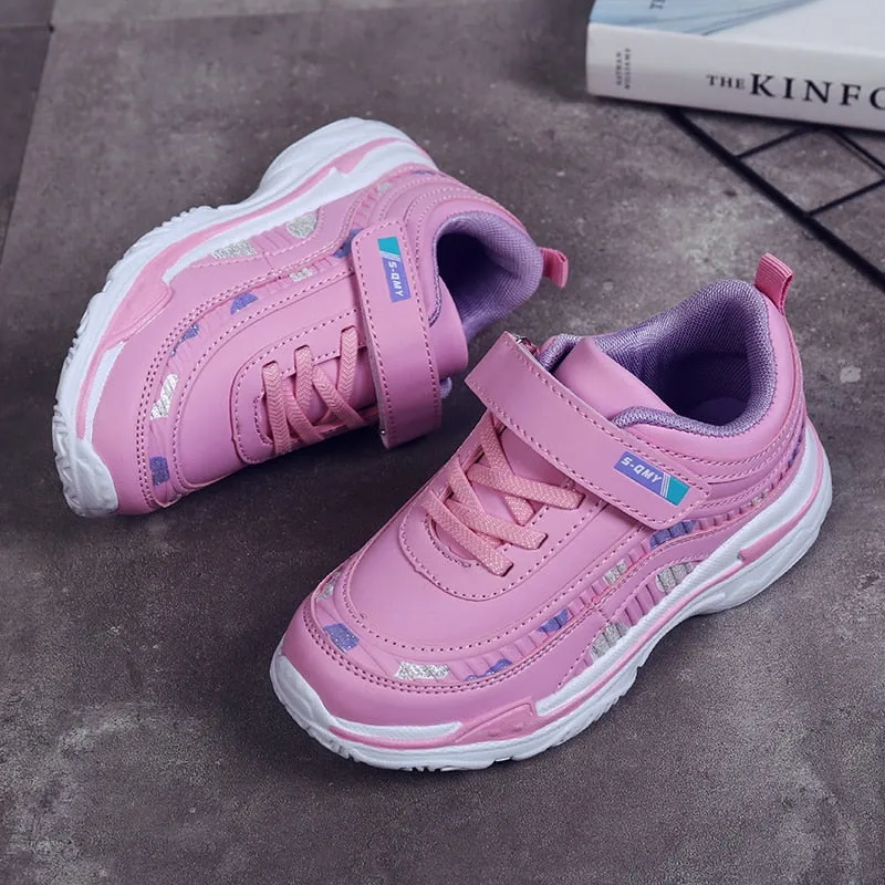 Tenis Para Niña Kids Girls Shoes Leather Platform Sneakers Children Lightweight Running Sports Tennis Girls Sneaker