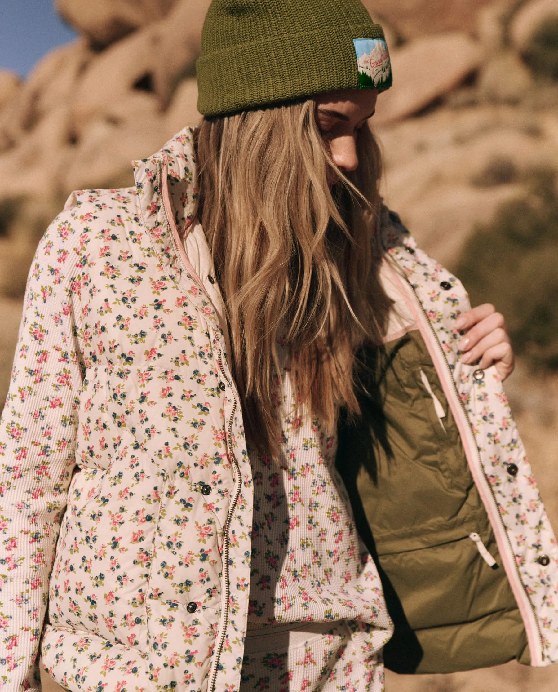 The Down Polar Vest. -- Snowdrift Floral