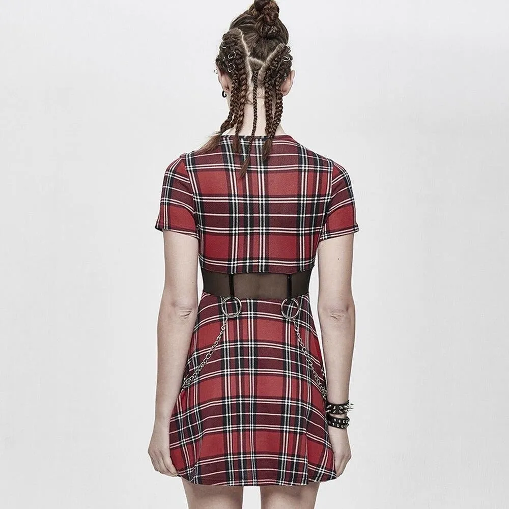 The Plaid Punk Chains Mini Dress