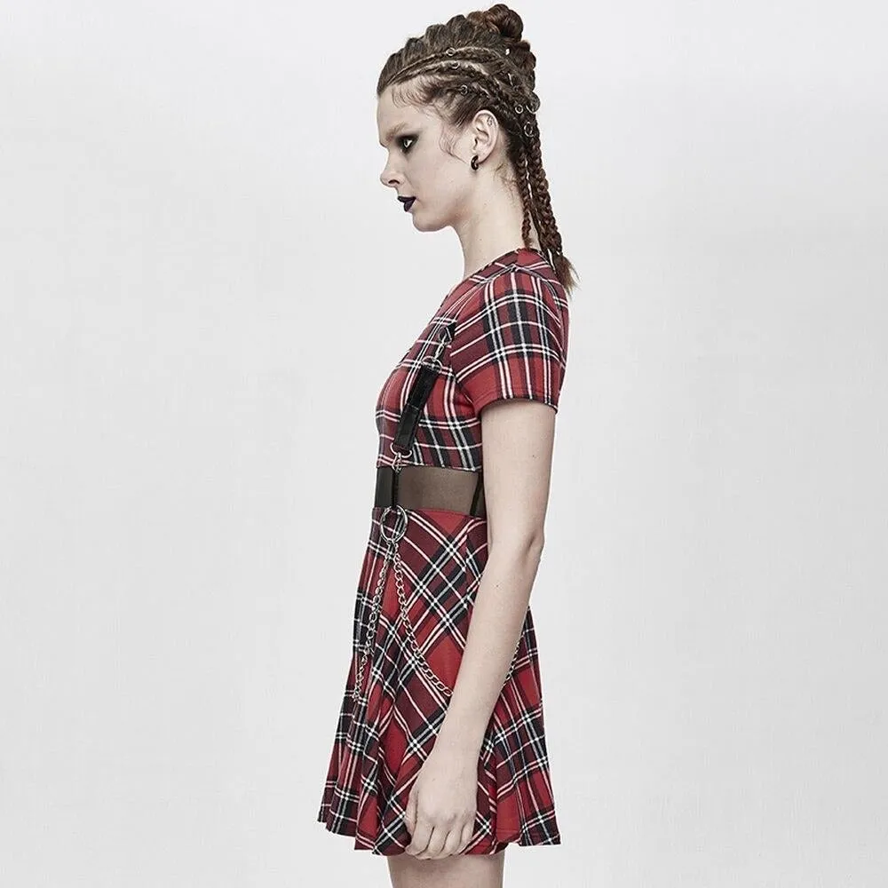 The Plaid Punk Chains Mini Dress