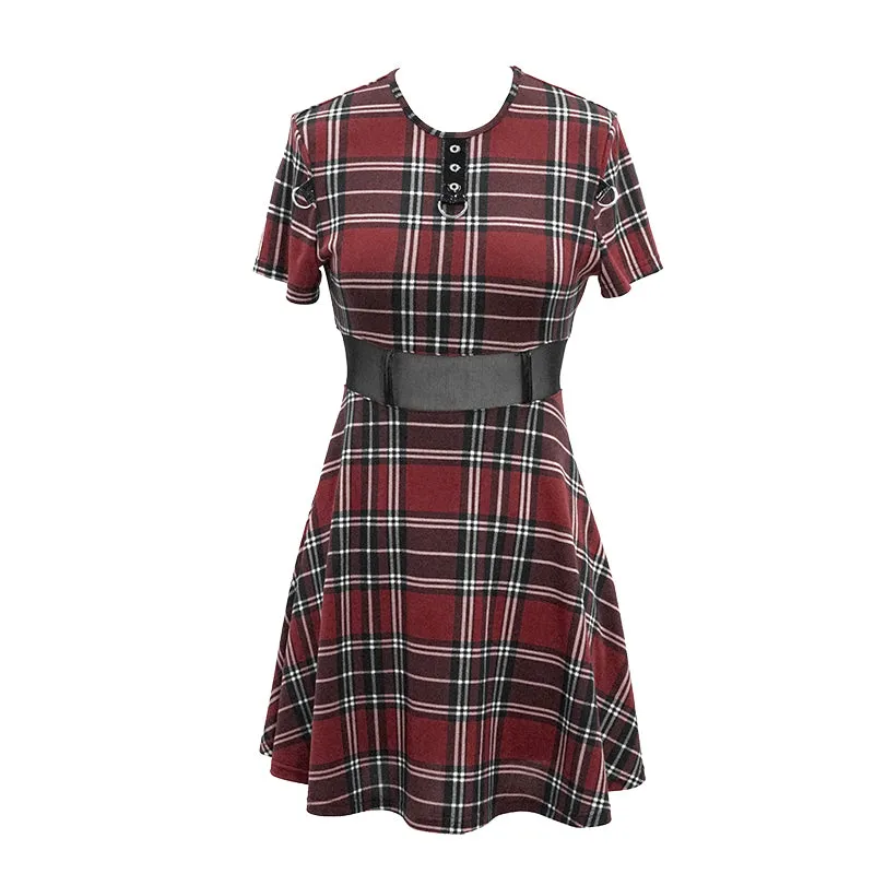 The Plaid Punk Chains Mini Dress