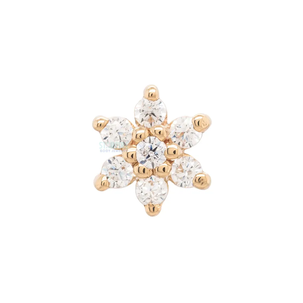 threadless: Flower #2 Pin in Gold with White CZ's