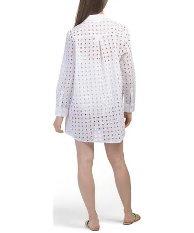 Tj Maxx Cotton Eyelet Cover-Up Shirt For Women