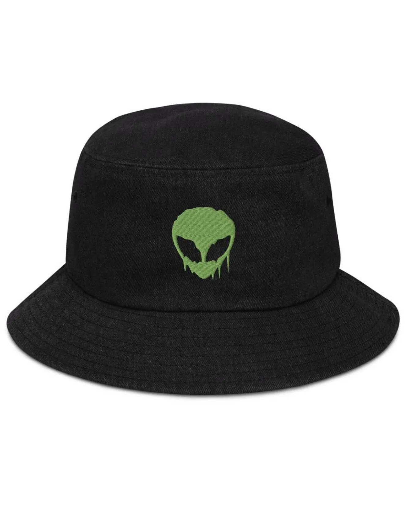 Trippy Alien Denim Bucket Hat