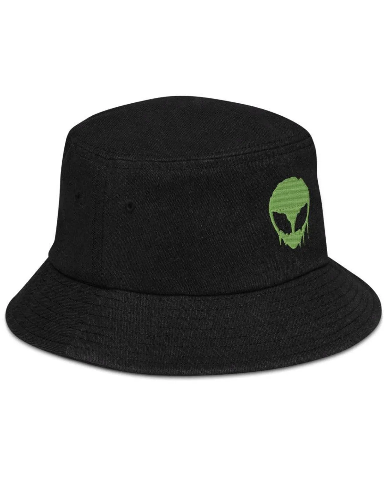 Trippy Alien Denim Bucket Hat