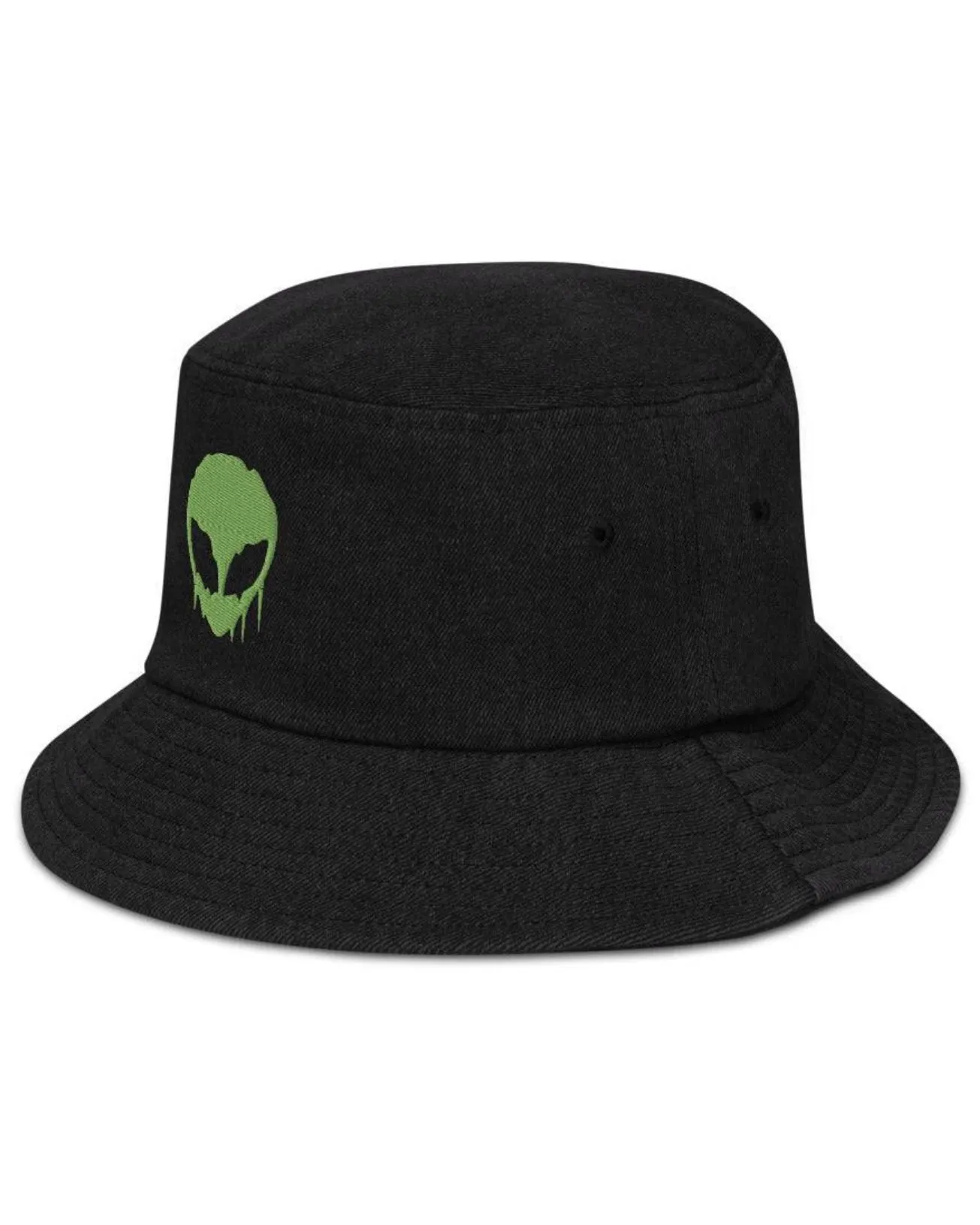 Trippy Alien Denim Bucket Hat