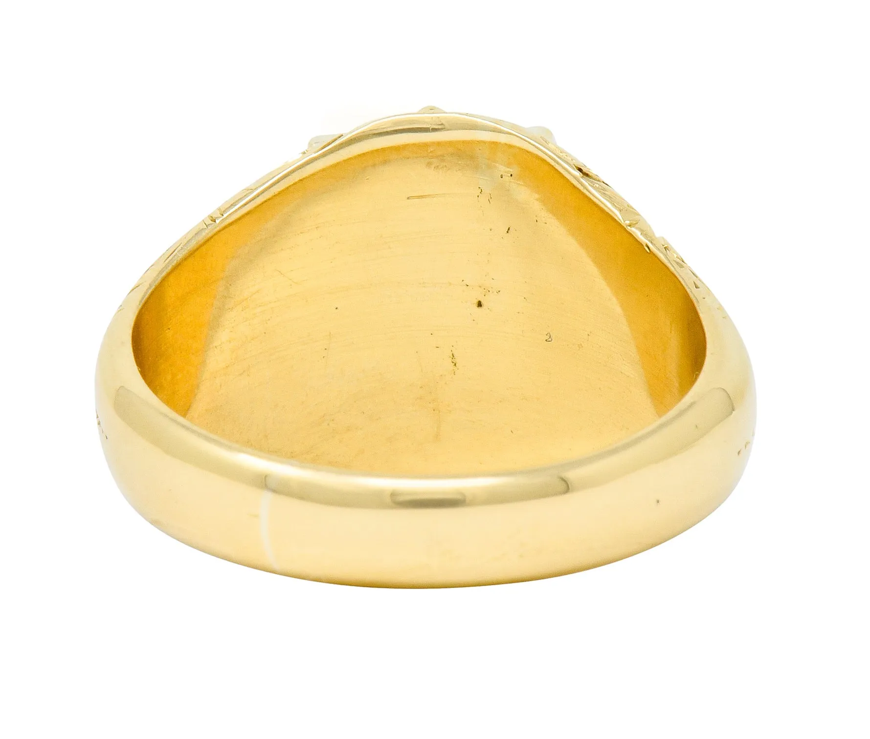 Victorian 18 Karat Yellow Gold Unisex Floral Shield Unisex Signet Ring