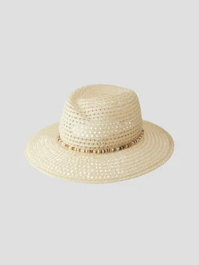 Virginie Straw Hat with Multi-Color Pearls