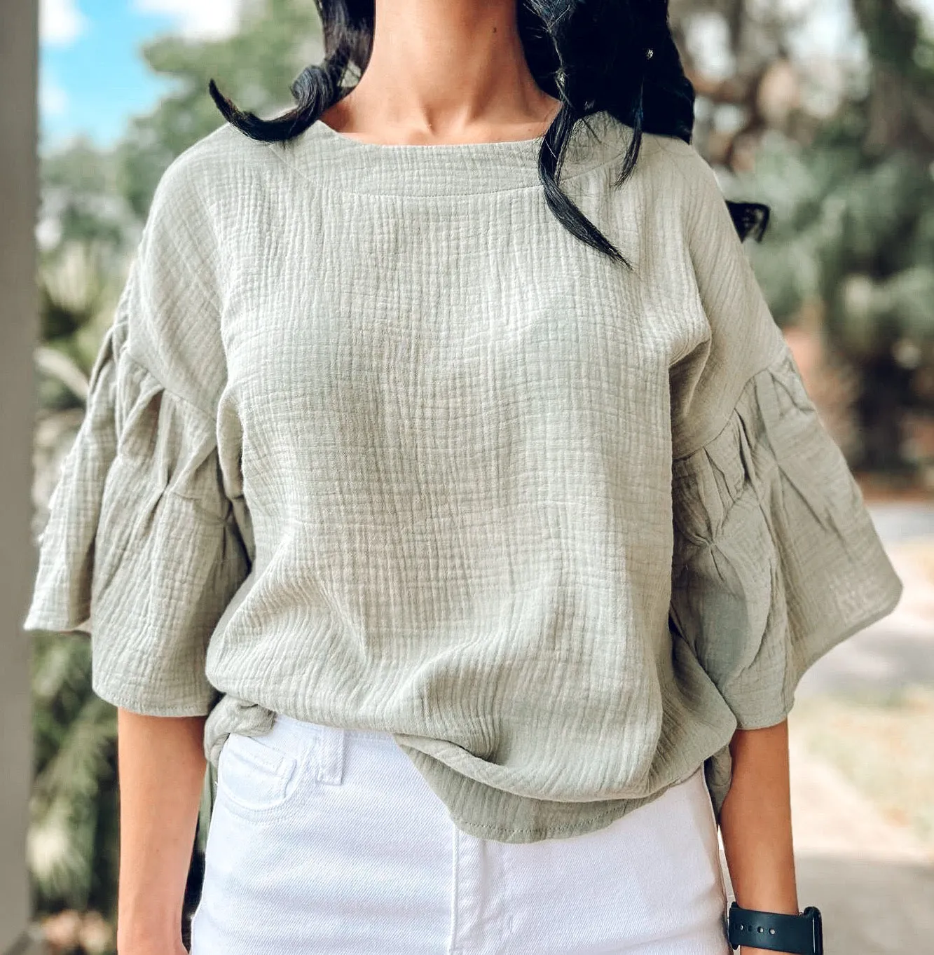 Wanna Be Ruffle Top | Sage