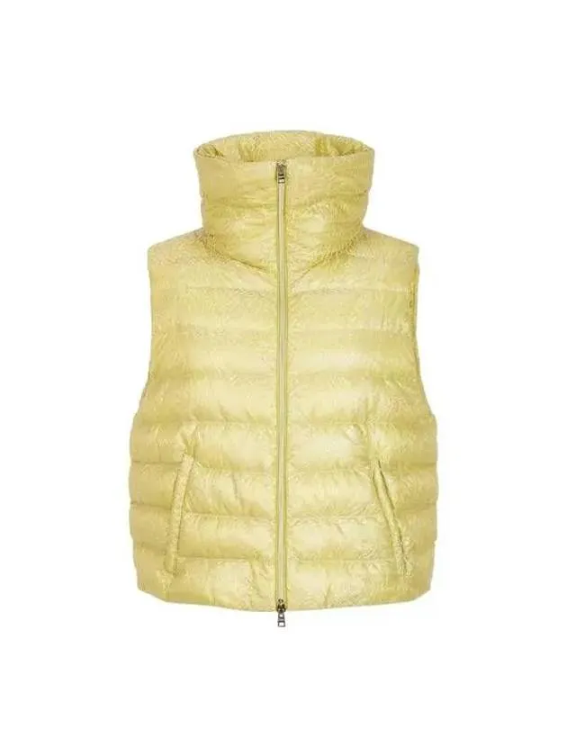 Women s Glitter Lace Goose Down Padding Vest Yellow 270107