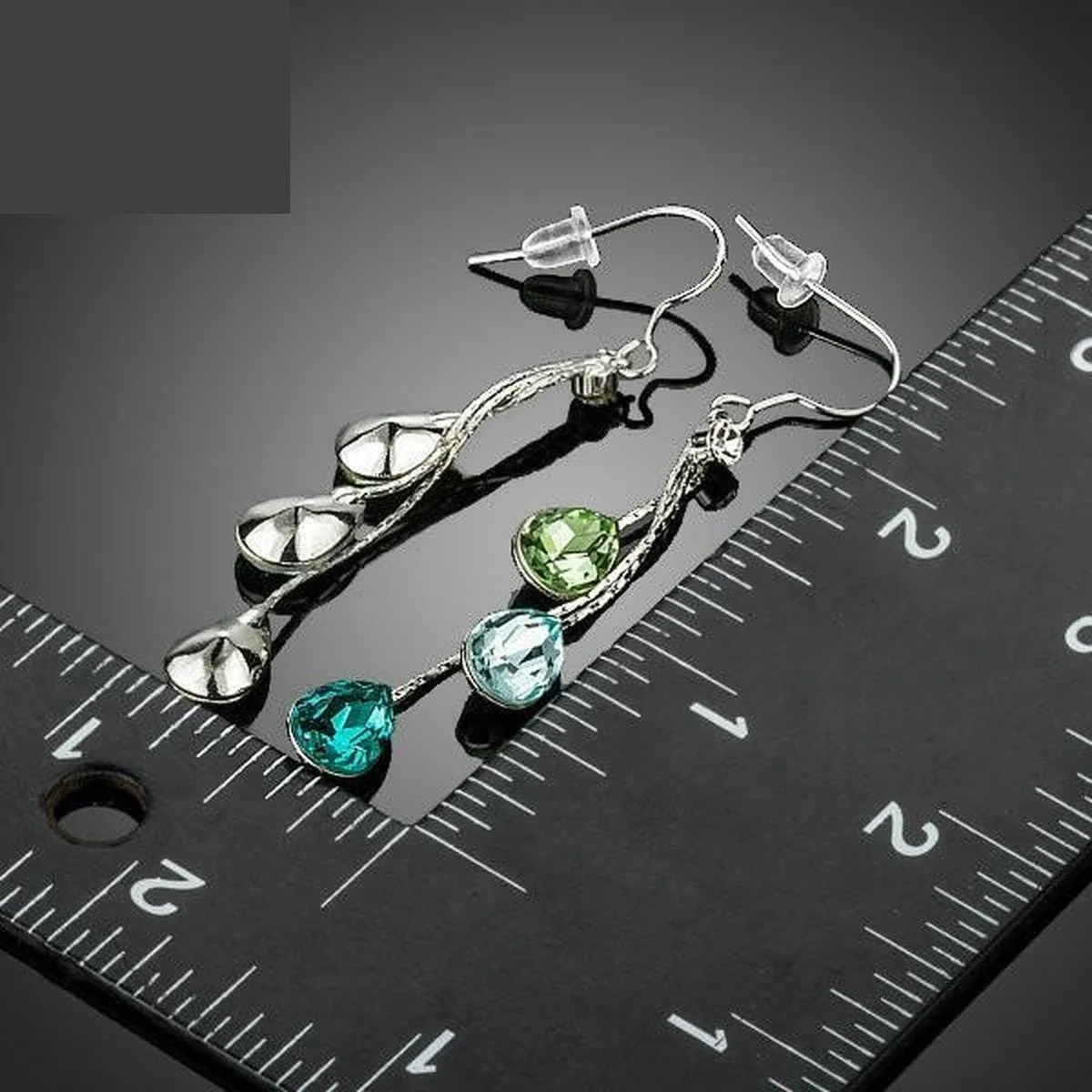 Women's Charm Earrings with 3Pcs Water Drop Stellux Austrian Crystal Dangle