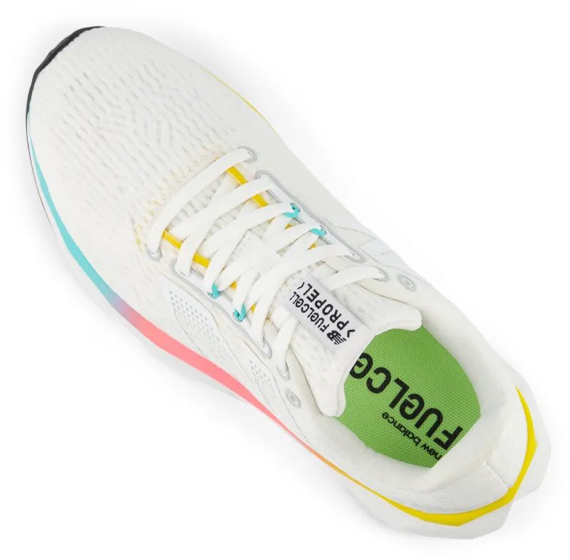  Women's FuelCell PROPEL White with Cyber Jade and Ginger Lemon V5  