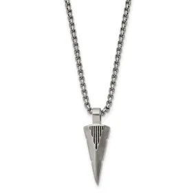 Women's Stainless Steel Brushed Small Arrowhead Necklace, 22 Inch