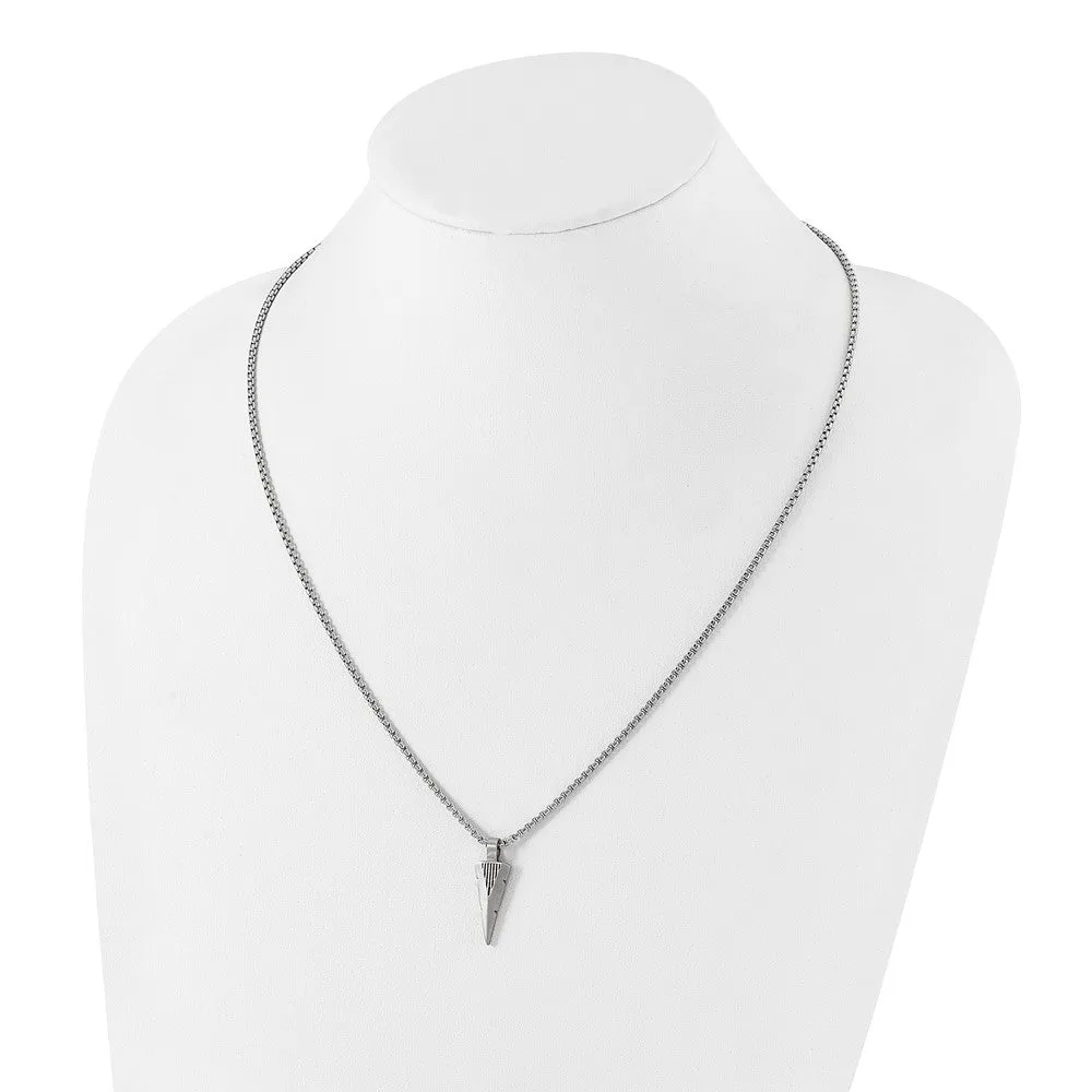 Women's Stainless Steel Brushed Small Arrowhead Necklace, 22 Inch