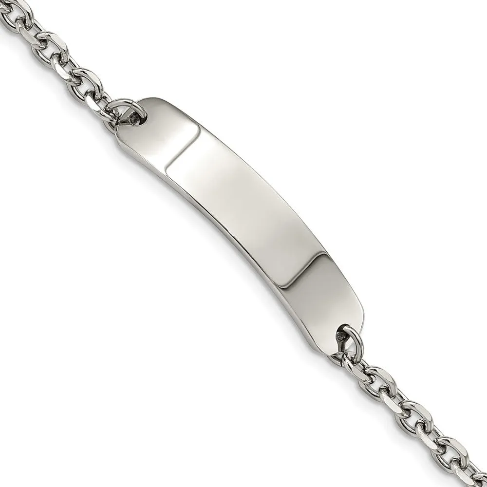 Women's Stainless Steel Cable Link I.D. Bracelet, 8 Inch