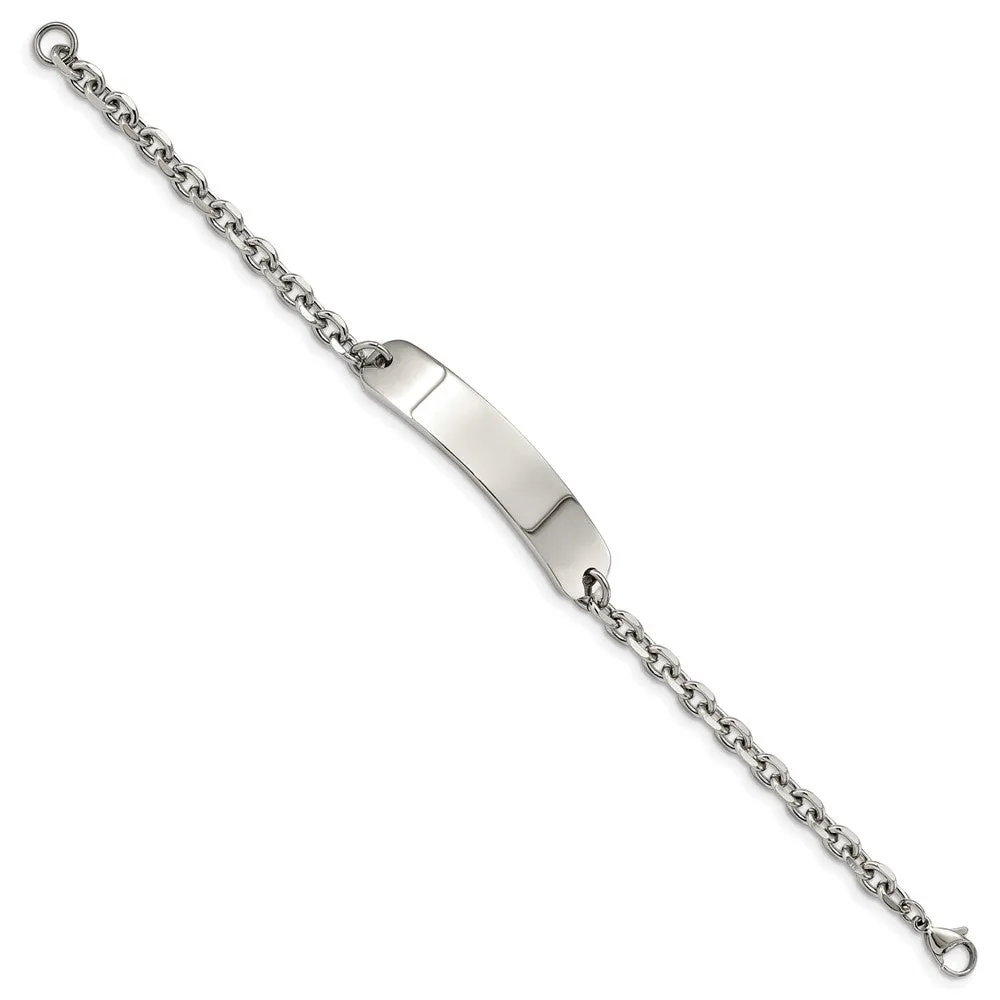 Women's Stainless Steel Cable Link I.D. Bracelet, 8 Inch