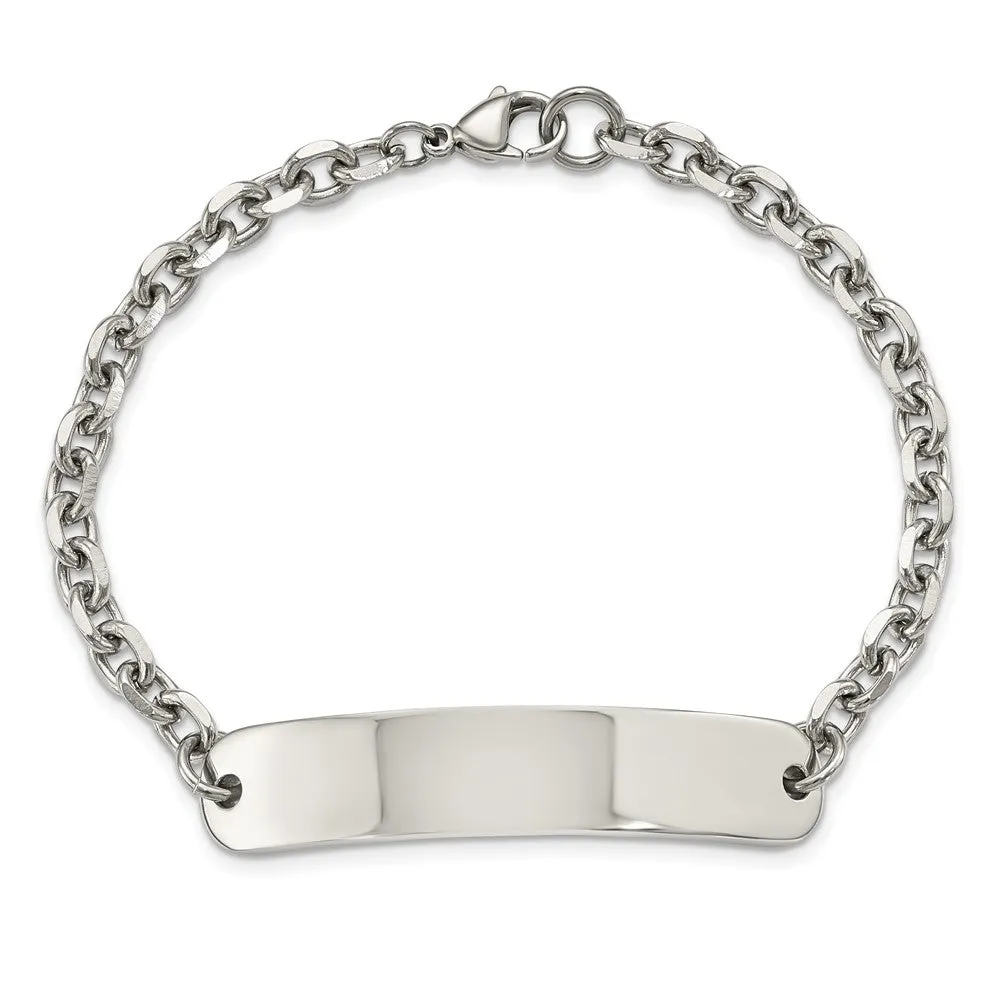 Women's Stainless Steel Cable Link I.D. Bracelet, 8 Inch