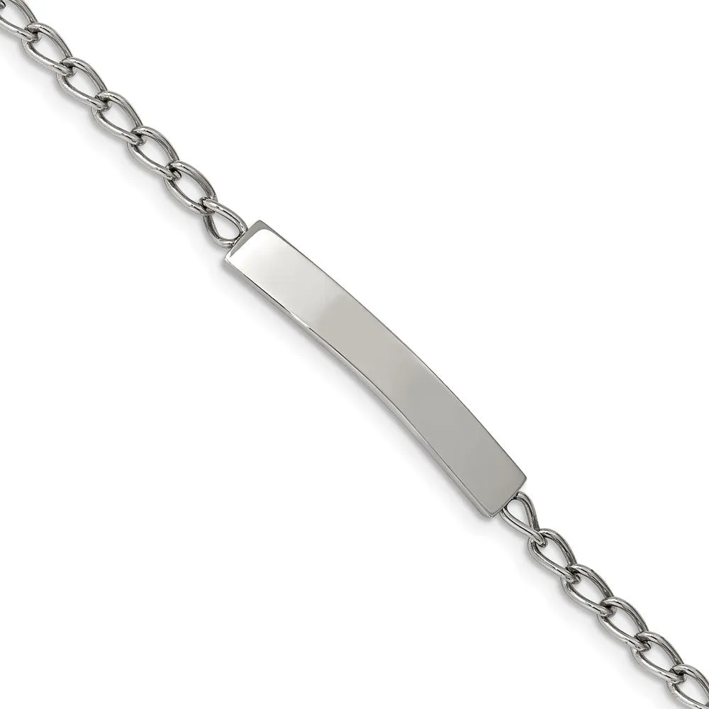 Women's Stainless Steel Curb Link I.D. Bracelet, 8.5 Inch