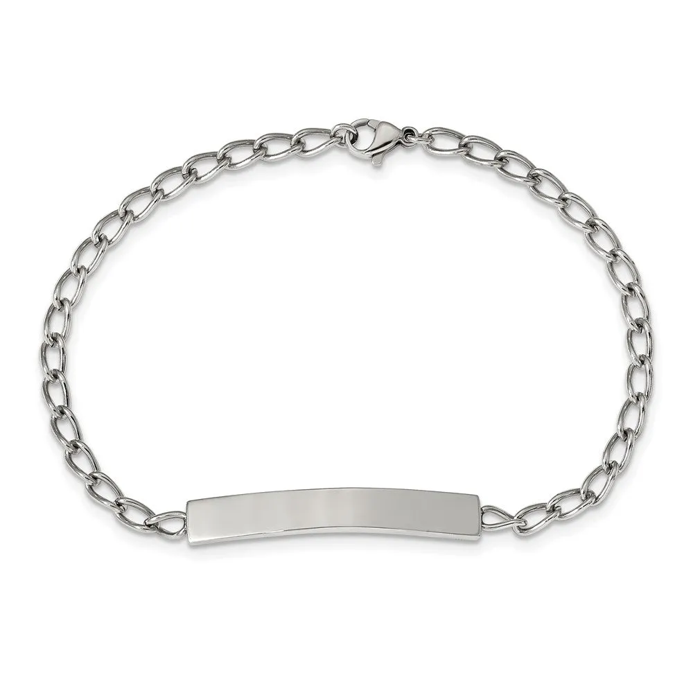 Women's Stainless Steel Curb Link I.D. Bracelet, 8.5 Inch