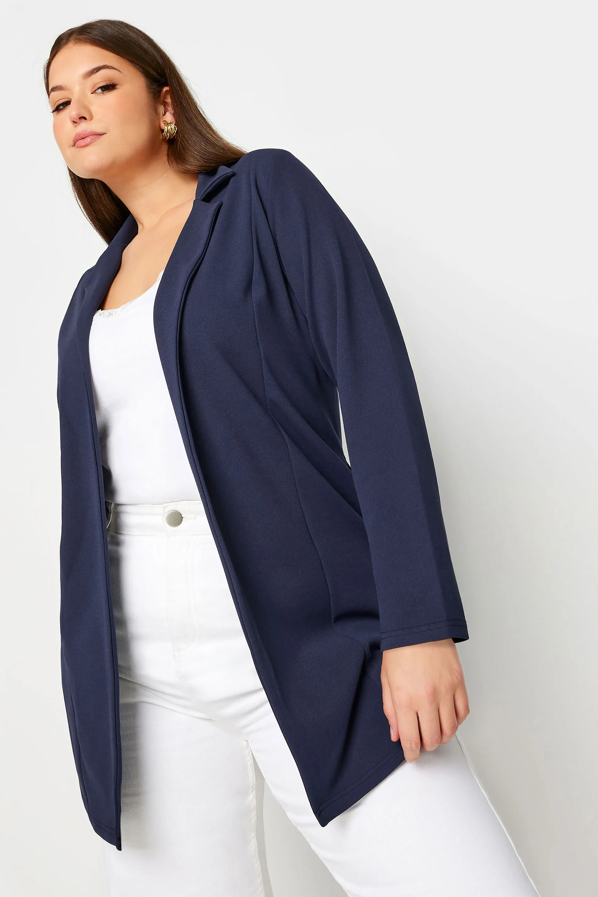 YOURS Curve Navy Blue Longline Blazer