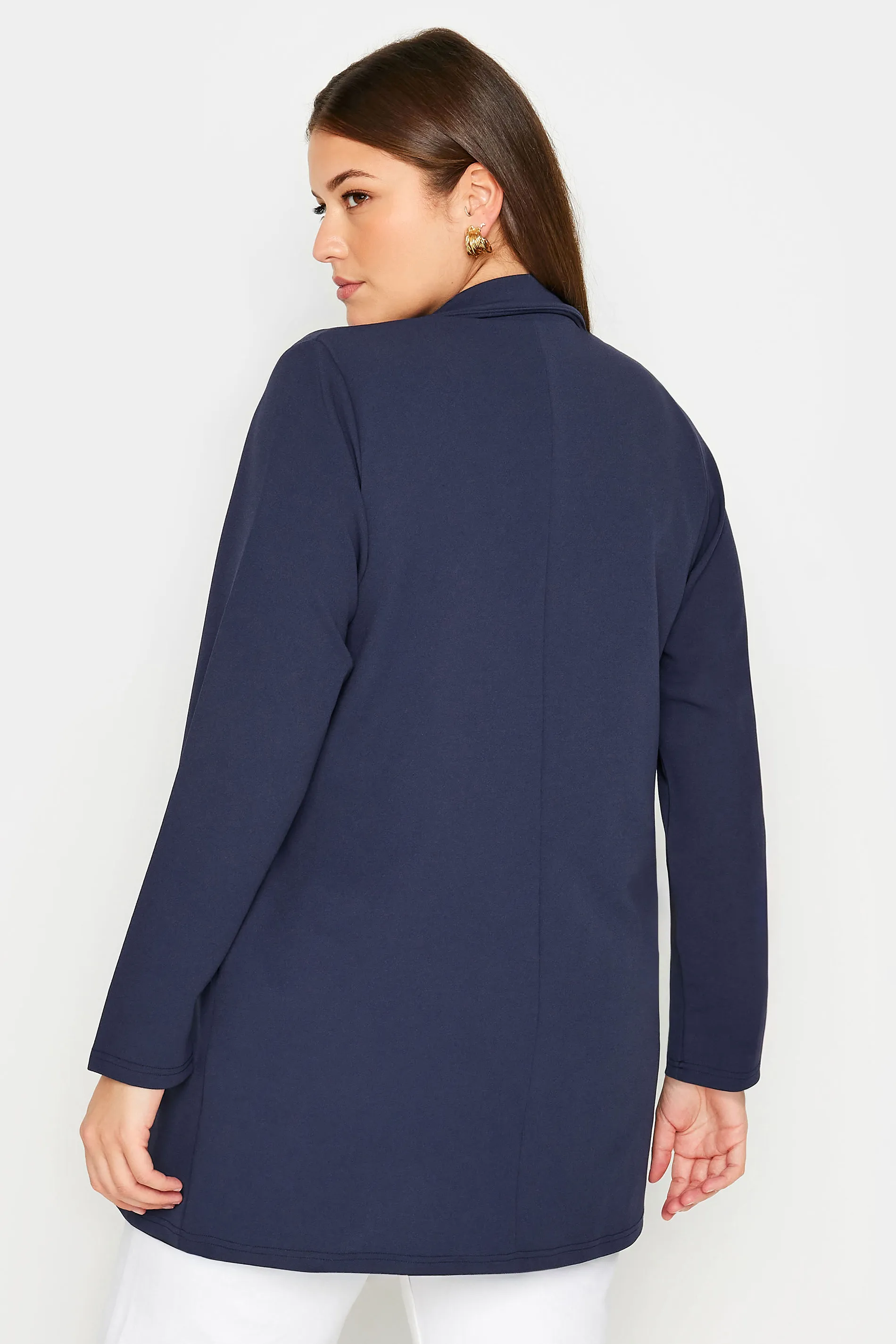 YOURS Curve Navy Blue Longline Blazer