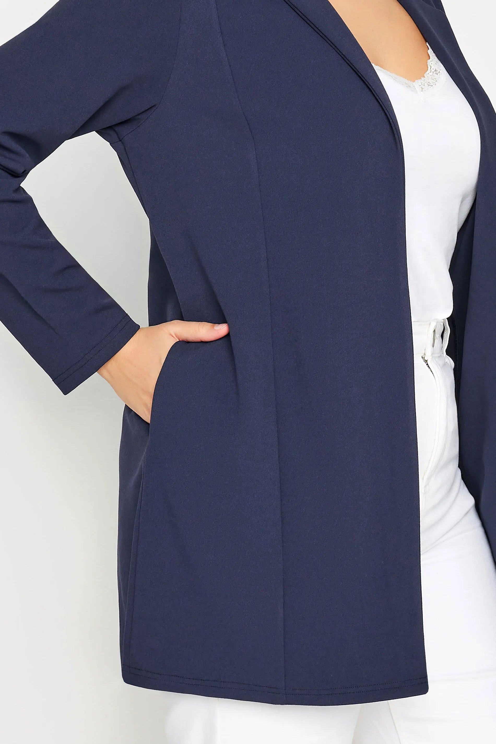 YOURS Curve Navy Blue Longline Blazer