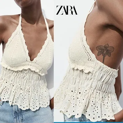 ZARA  |Casual Style Cotton Elegant Style Tanks & Camisoles